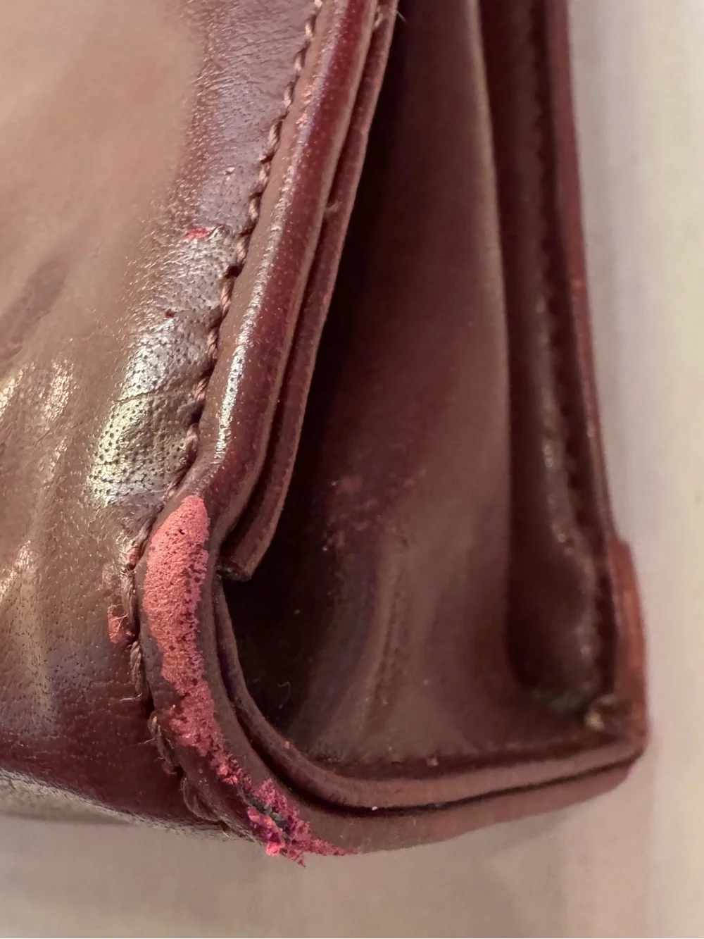 Vintage Belle Rose Burgundy Leather Briefcase Satchel Bag Croc Embossed Trim 80s